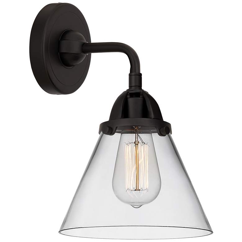 Image 1 Nouveau 2 Cone 8" LED Sconce - Matte Black Finish - Clear Shade