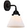 Nouveau 2 Cone 8" LED Sconce - Matte Black Finish - Matte White Shade