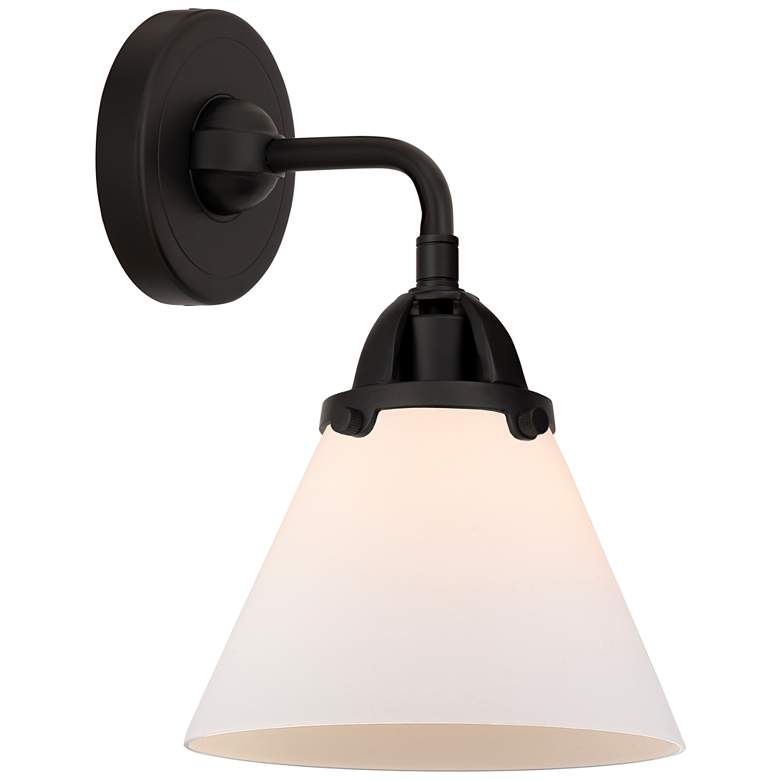 Image 1 Nouveau 2 Cone 8" LED Sconce - Matte Black Finish - Matte White Shade