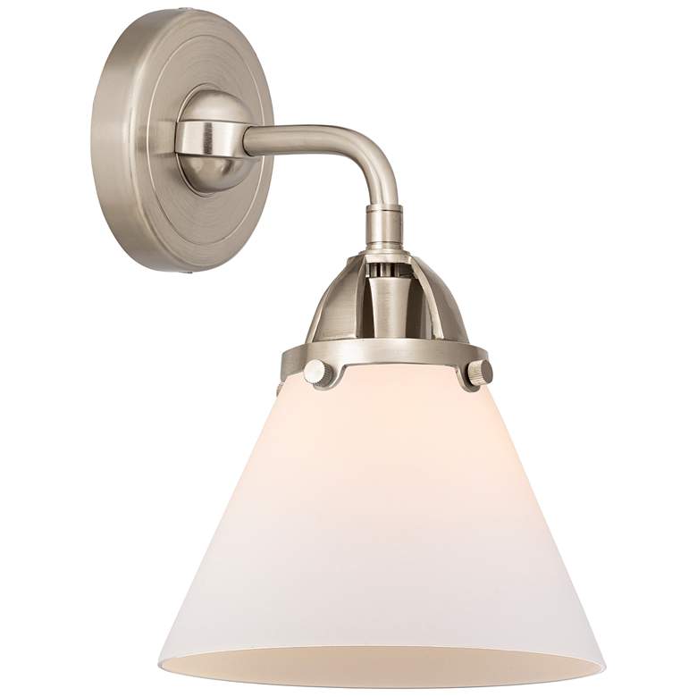 Image 1 Nouveau 2 Cone 8" LED Sconce - Nickel Finish - Matte White Shade