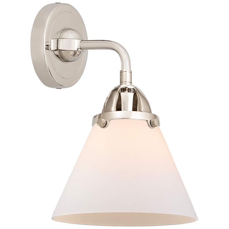 Image 1 Nouveau 2 Cone 8" LED Sconce - Nickel Finish - Matte White Shade