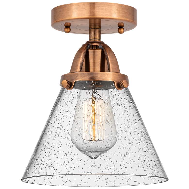 Image 1 Nouveau 2 Cone 8" LED Semi-Flush Mount - Antique Copper - Seedy Shade