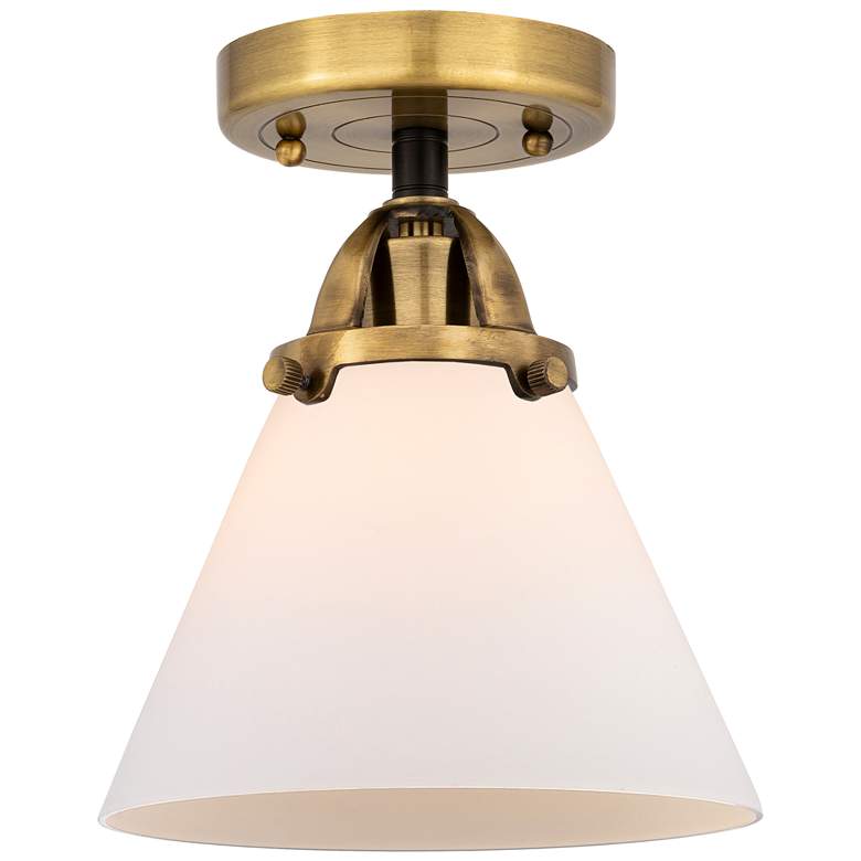 Image 1 Nouveau 2 Cone 8" LED Semi-Flush Mount - Black Antique Brass - Matte W