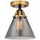 Nouveau 2 Cone 8" LED Semi-Flush Mount - Black Antique Brass - Plated 