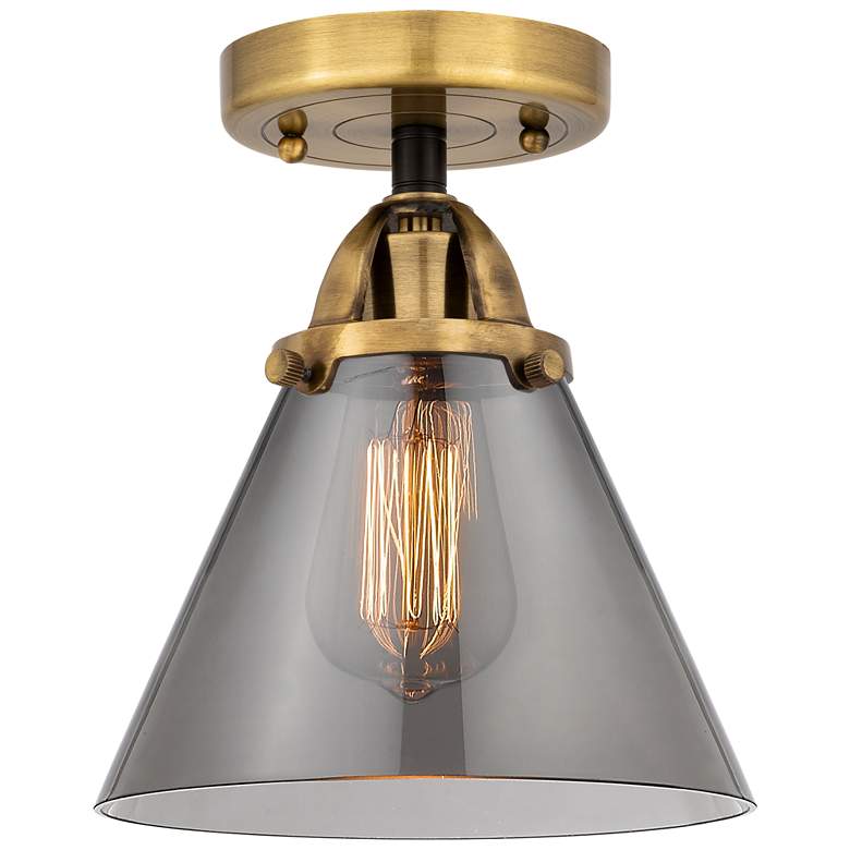 Image 1 Nouveau 2 Cone 8 inch LED Semi-Flush Mount - Black Antique Brass - Plated 