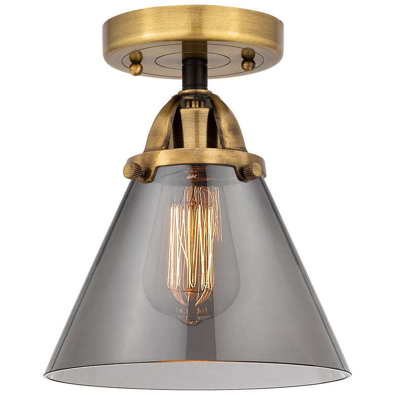 Image 1 Nouveau 2 Cone 8" LED Semi-Flush Mount - Black Antique Brass - Plated