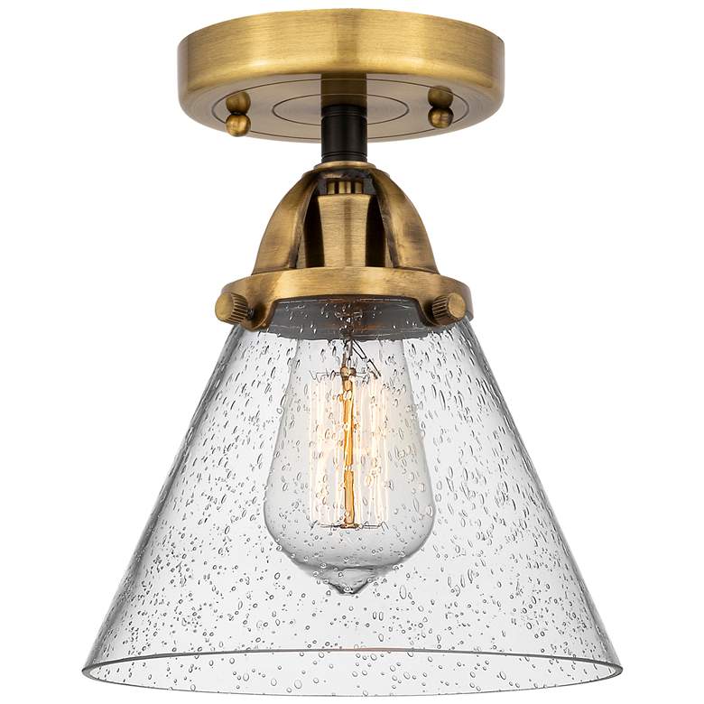 Image 1 Nouveau 2 Cone 8" LED Semi-Flush Mount - Black Antique Brass - Seedy S