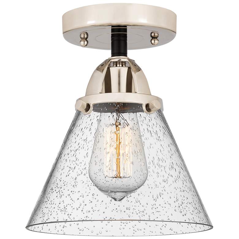Image 1 Nouveau 2 Cone 8" LED Semi-Flush Mount - Black Polished Nickel - Seedy