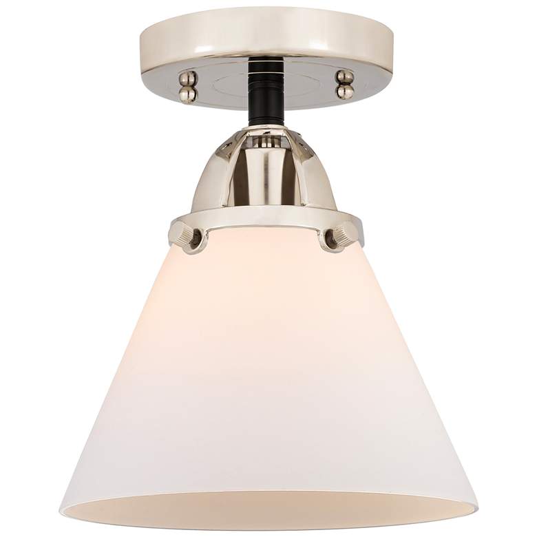 Image 1 Nouveau 2 Cone 8" LED Semi-Flush Mount - Black Polished Nickel - White