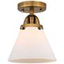 Nouveau 2 Cone 8" LED Semi-Flush Mount - Brushed Brass - Matte White S