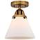 Nouveau 2 Cone 8" LED Semi-Flush Mount - Brushed Brass - Matte White S