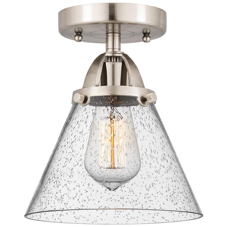 Image 1 Nouveau 2 Cone 8" LED Semi-Flush Mount - Brushed Satin Nickel - Seedy