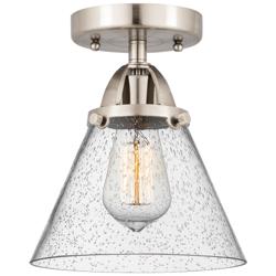 Nouveau 2 Cone 8" LED Semi-Flush Mount - Brushed Satin Nickel - Seedy