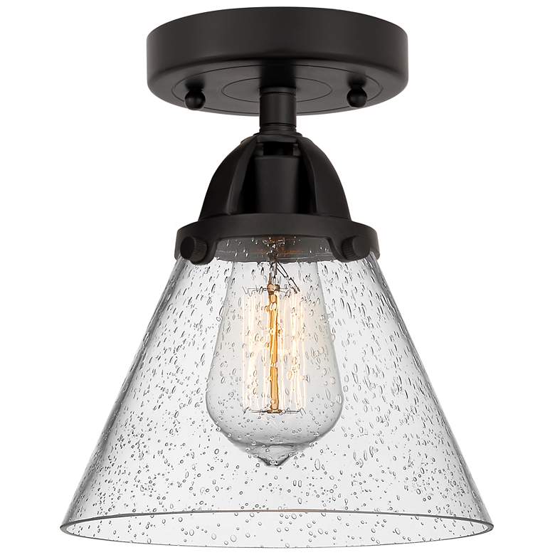 Image 1 Nouveau 2 Cone 8" LED Semi-Flush Mount - Matte Black - Seedy Shade