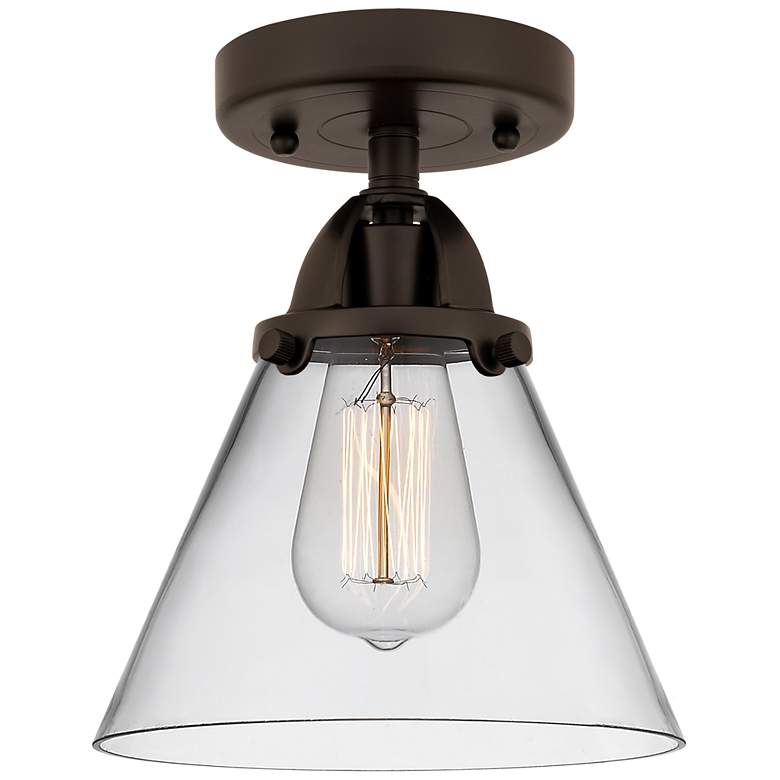 Image 1 Nouveau 2 Cone 8" LED Semi-Flush Mount - Oil Rubbed Bronze - Clear Sha