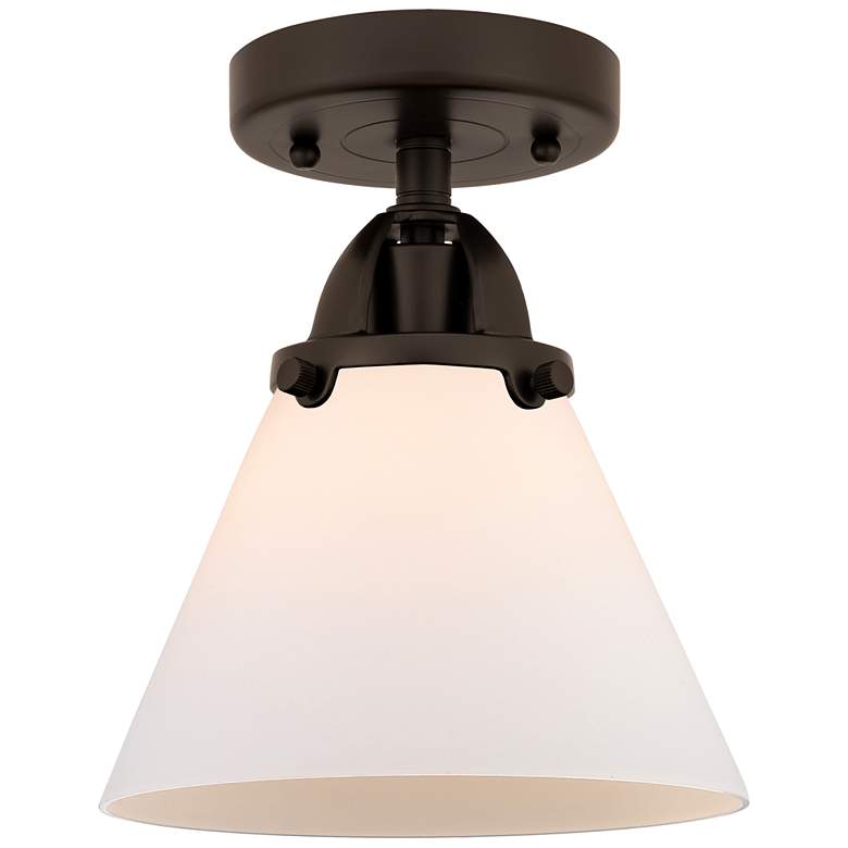 Image 1 Nouveau 2 Cone 8" LED Semi-Flush Mount - Oil Rubbed Bronze - Matte Whi