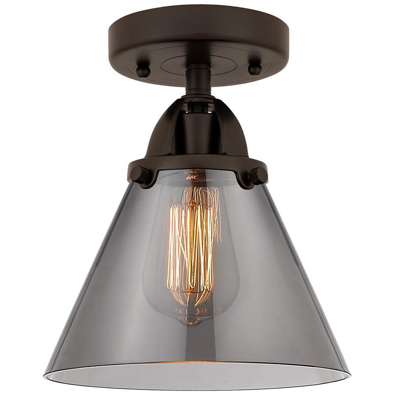 Image 1 Nouveau 2 Cone 8" LED Semi-Flush Mount - Oil Rubbed Bronze - Plated Sm