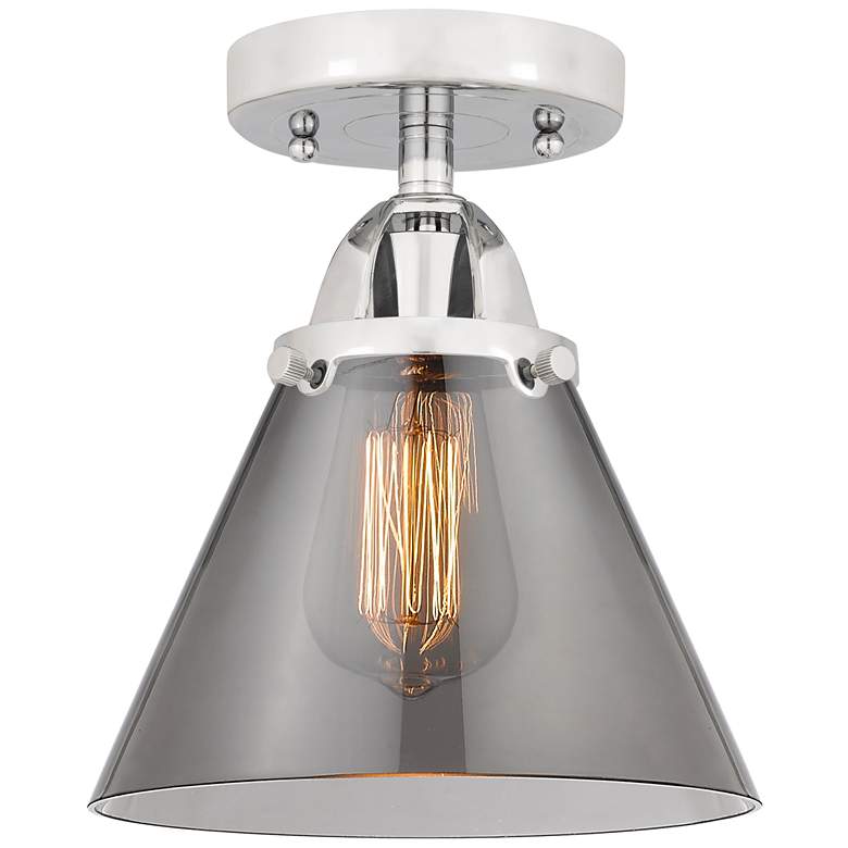 Image 1 Nouveau 2 Cone 8" LED Semi-Flush Mount - Polished Chrome - Plated Smok