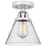 Nouveau 2 Cone 8" LED Semi-Flush Mount - Polished Chrome - Seedy Shade