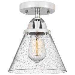 Nouveau 2 Cone 8" LED Semi-Flush Mount - Polished Chrome - Seedy Shade