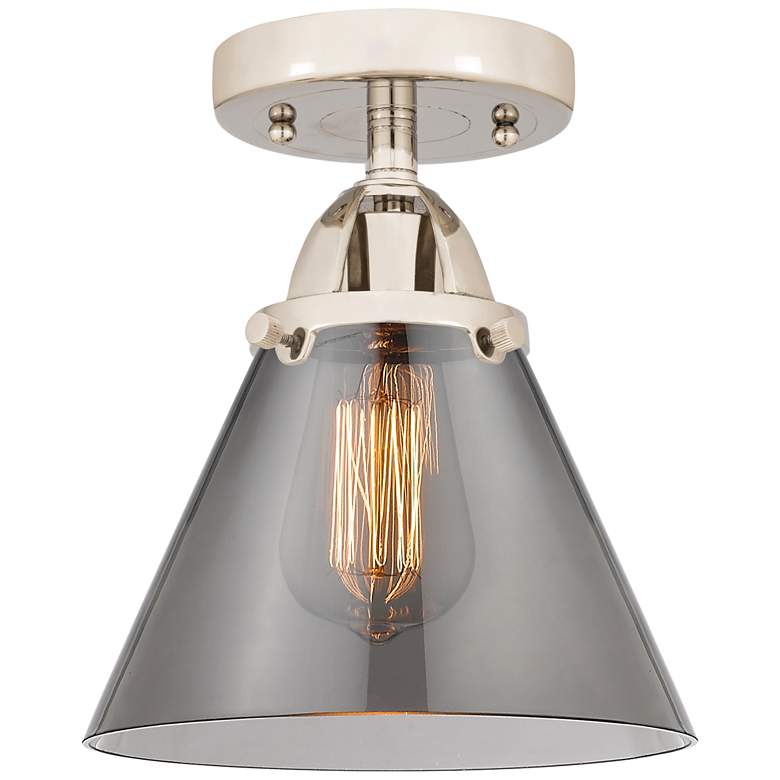 Image 1 Nouveau 2 Cone 8" LED Semi-Flush Mount - Polished Nickel - Plated Smok