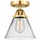 Nouveau 2 Cone 8" LED Semi-Flush Mount - Satin Gold - Clear Shade