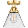 Nouveau 2 Cone 8" LED Semi-Flush Mount - Satin Gold - Clear Shade