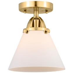 Nouveau 2 Cone 8" LED Semi-Flush Mount - Satin Gold - Matte White Shad