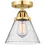 Nouveau 2 Cone 8" LED Semi-Flush Mount - Satin Gold - Seedy Shade