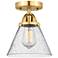 Nouveau 2 Cone 8" LED Semi-Flush Mount - Satin Gold - Seedy Shade