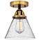 Nouveau 2 Cone 8" Semi-Flush Mount - Black Antique Brass - Seedy Shade