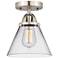 Nouveau 2 Cone 8" Semi-Flush Mount - Brushed Satin Nickel - Clear Shad