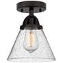 Nouveau 2 Cone 8" Semi-Flush Mount - Matte Black - Seedy Shade