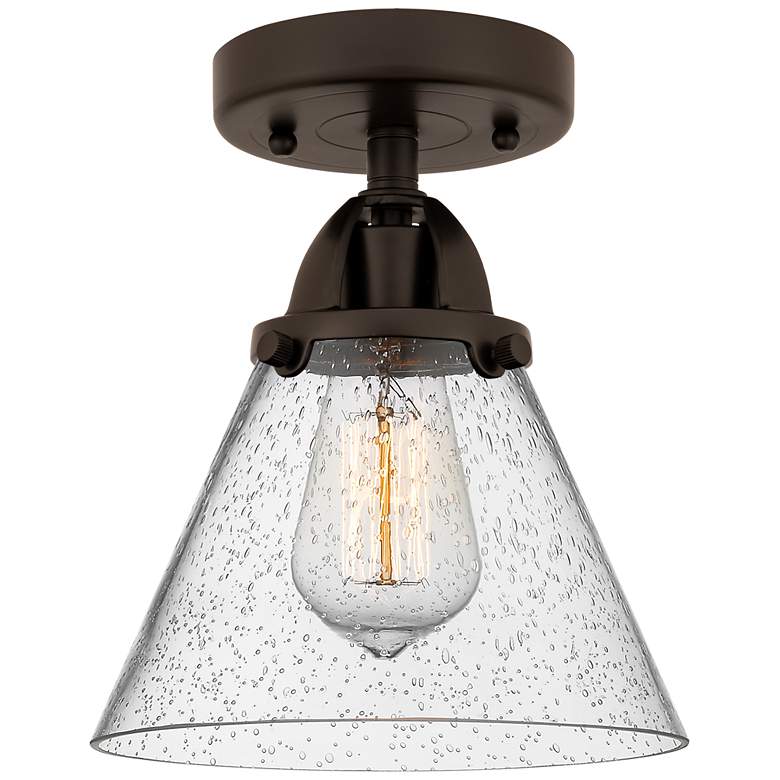 Image 1 Nouveau 2 Cone 8" Semi-Flush Mount - Oil Rubbed Bronze - Seedy Shade