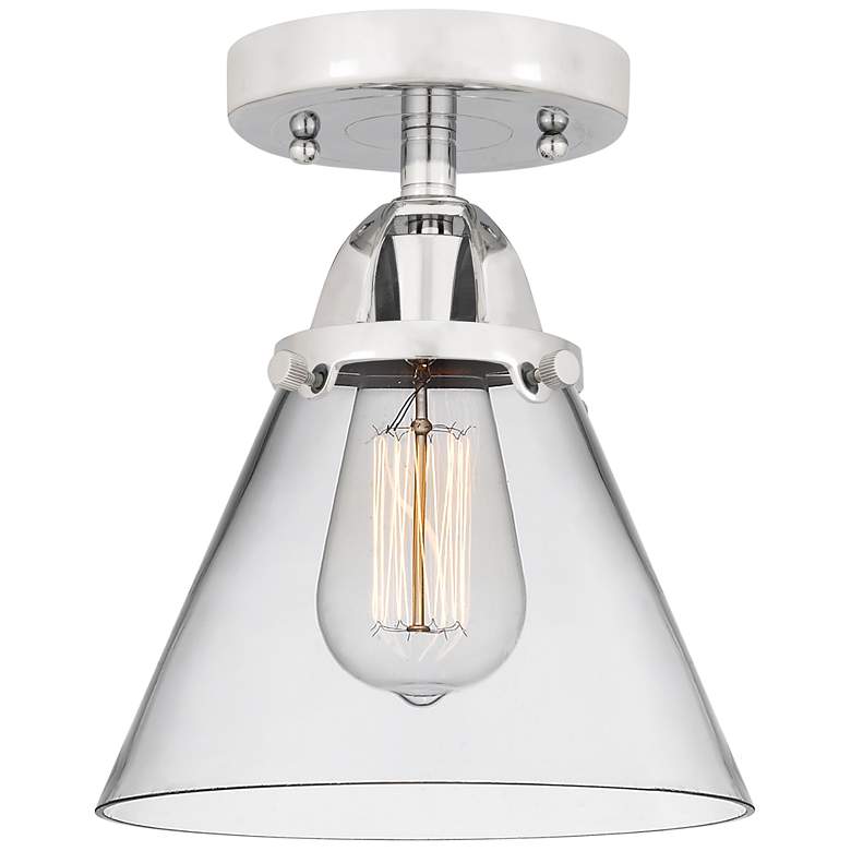Image 1 Nouveau 2 Cone 8" Semi-Flush Mount - Polished Chrome - Clear Shade