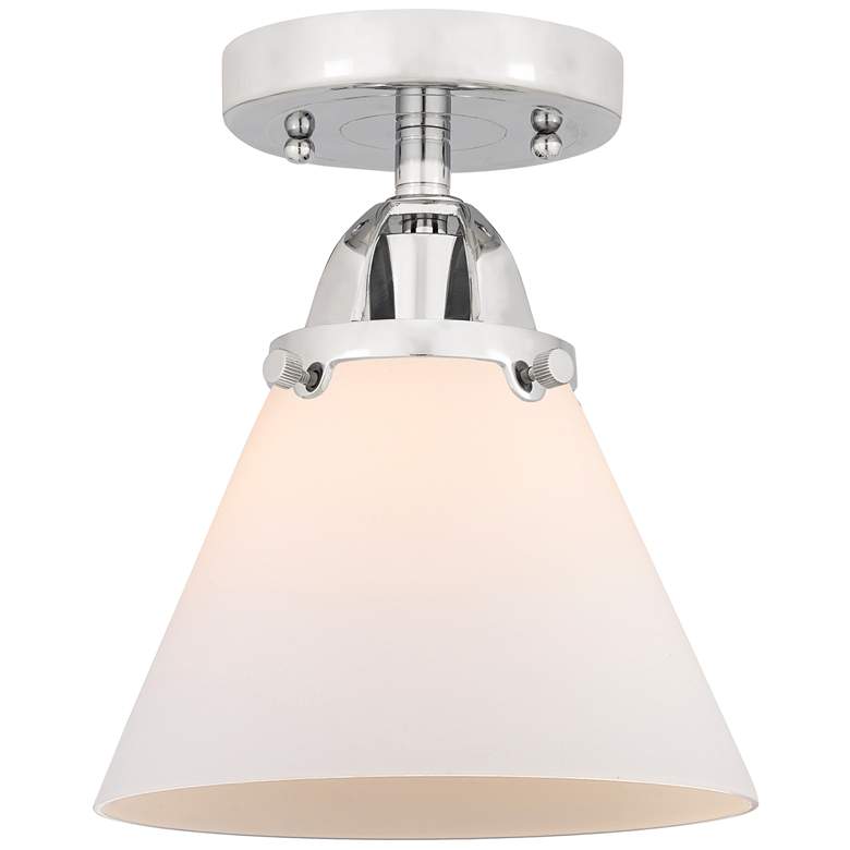 Image 1 Nouveau 2 Cone 8" Semi-Flush Mount - Polished Chrome - Matte White Sha