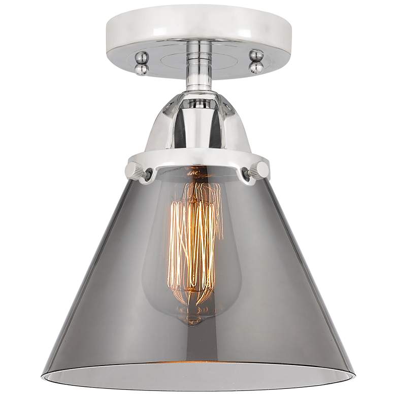 Image 1 Nouveau 2 Cone 8 inch Semi-Flush Mount - Polished Chrome - Plated Smoke Sh