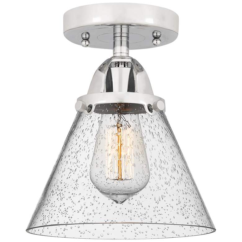 Image 1 Nouveau 2 Cone 8" Semi-Flush Mount - Polished Chrome - Seedy Shade