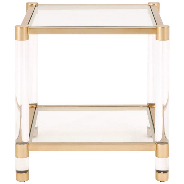 Image 2 Nouveau 22" Wide Tempered Glass and Brass 1-Shelf End Table more views