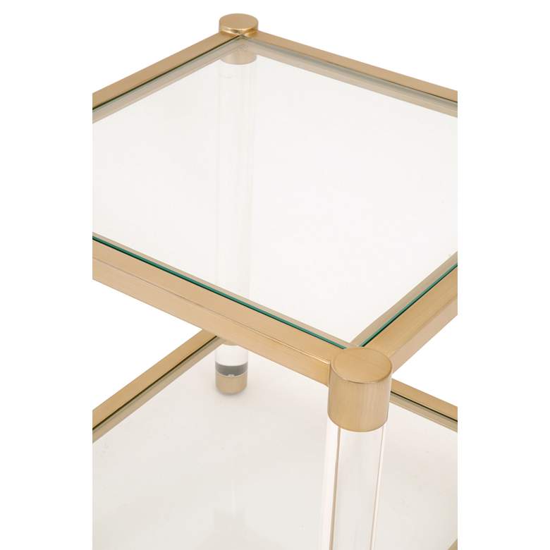 Image 4 Nouveau 22" Wide Tempered Glass and Brass 1-Shelf End Table more views