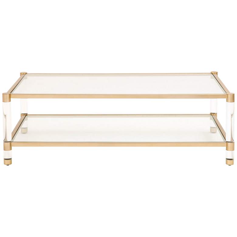 Image 2 Nouveau 55"W Tempered Glass and Brass 1-Shelf Coffee Table more views
