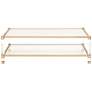 Nouveau 55"W Tempered Glass and Brass 1-Shelf Coffee Table