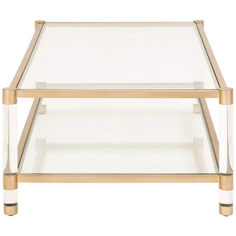 Image 3 Nouveau 55 inchW Tempered Glass and Brass 1-Shelf Coffee Table more views