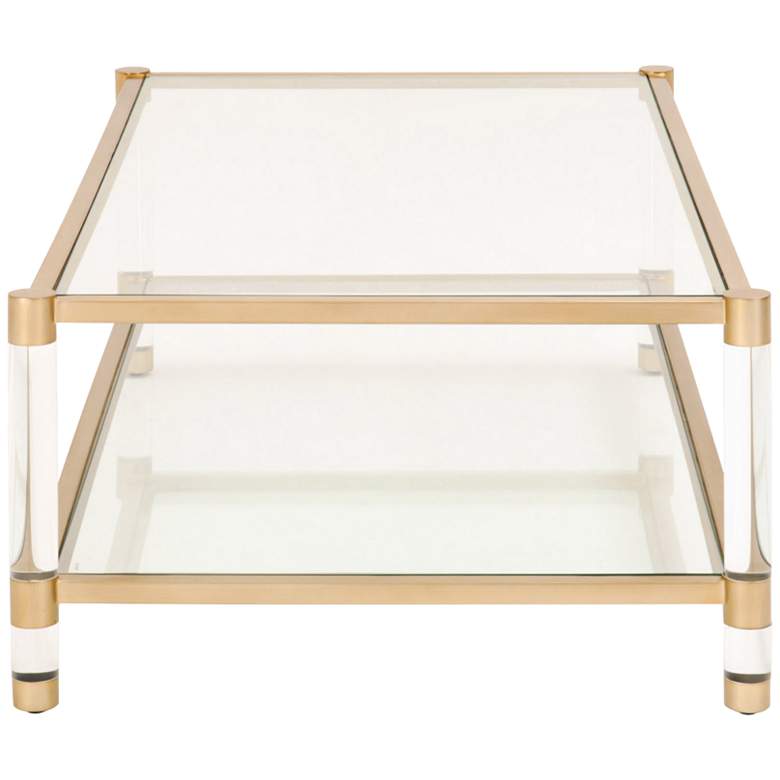 Image 3 Nouveau 55"W Tempered Glass and Brass 1-Shelf Coffee Table more views