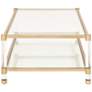 Nouveau 55"W Tempered Glass and Brass 1-Shelf Coffee Table