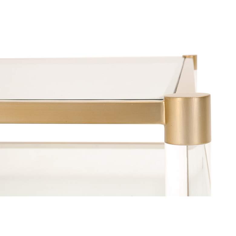 Image 6 Nouveau 55 inchW Tempered Glass and Brass 1-Shelf Coffee Table more views