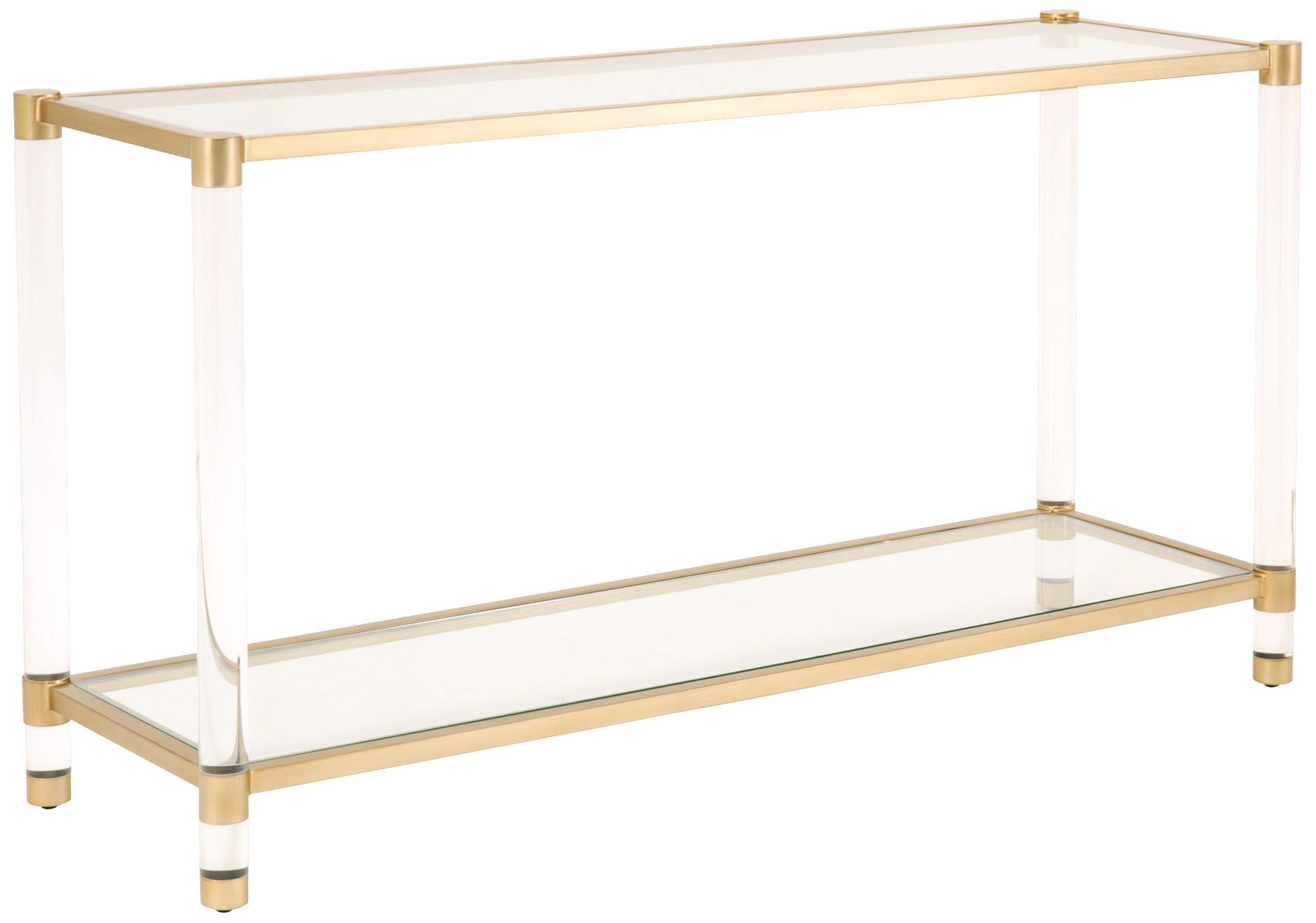 glass brass console table