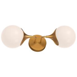 Nouveau 6" High Aged Gold 2-Light Wall Sconce