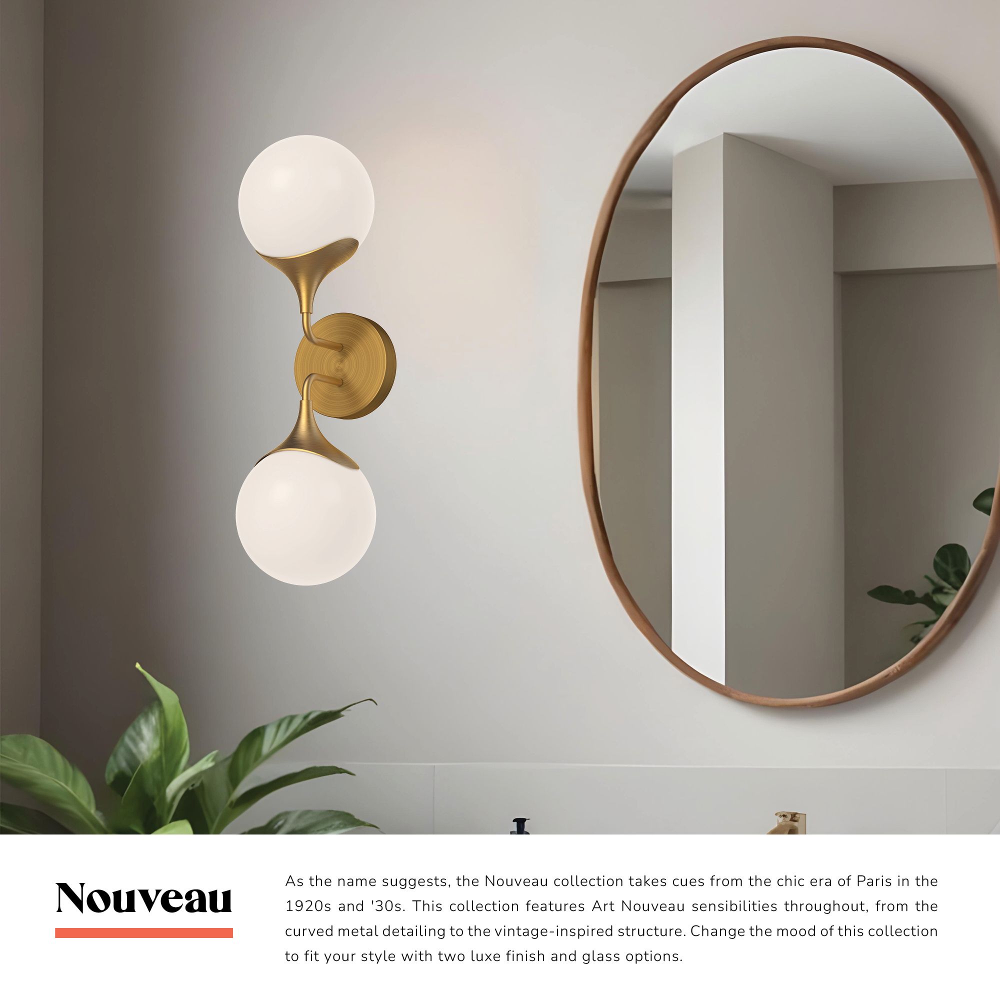 Image 2 Nouveau 6" High Aged Gold 2-Light Wall Sconce more views