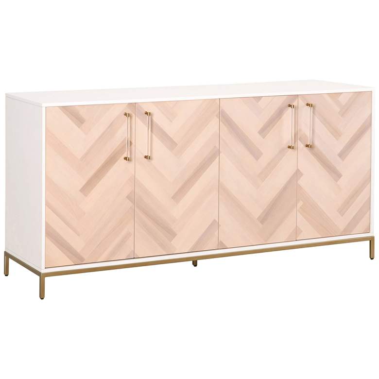 Image 1 Nouveau 71 1/4"W Matte White Wood 2-Cabinet Media Sideboard